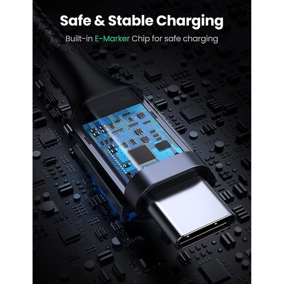 Дата кабель USB-C 2.0 to USB-C 3.0m 90° corner US334 black UGREEN (20583) | Зображення 8