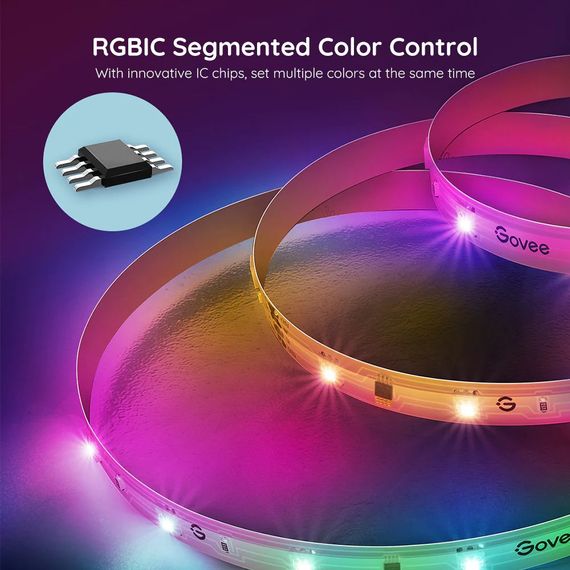 Стрічка світлодіодна Govee  розумна H618A RGBIC Basic Wi-Fi + Bluetooth LED Strip Light 5м Білий (H618A3D1) | Зображення 7