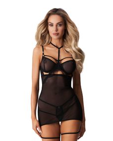 Бэби-долл Obsessive Arrowel Black chemise S/M