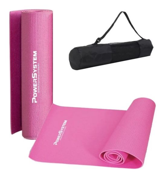 Килимок для йоги та фітнесу Power System PS-4014 PVC Fitness Yoga Mat Pink (173x61x0.6) (PS-4014_Pink)