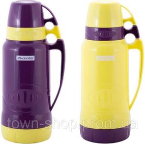 Термос Kamille Glass Violet 1800мл зеркальная колба и 2 чашки KM-2032