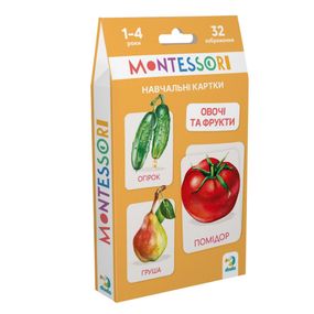 Детский набор учебных карточек Монтессори "Овощи и фрукты" 301232, 32 изображения