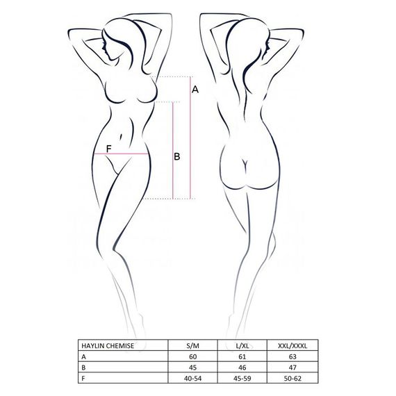 Прозора сорочка з декольте HAYLIN CHEMISE black - Passion, трусики, квітковий візерунок, L/XL | Зображення 2