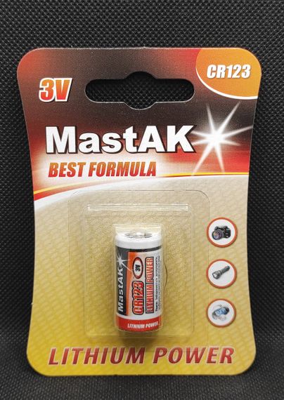Литиевая батарейка MastAK CR123A ( 1шт. )