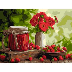 Картина по номерам "Клубничное варенье" KHO5691 30х40 см