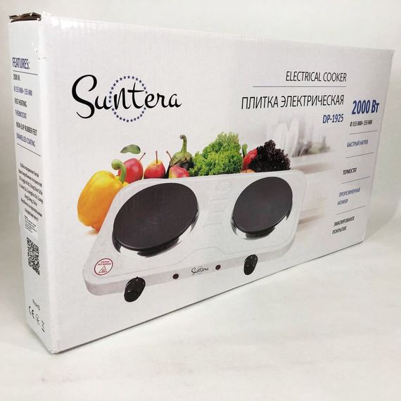 Електроплита побутова електрична Suntera DP-1925 біла, Комфорка електрична, NM-940 Плита двокомфоркова | Зображення 3