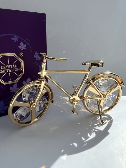 Кришталева мініатюра ручної роботи зі стразами Ретро-велосипед Grand, 11х6.5 см