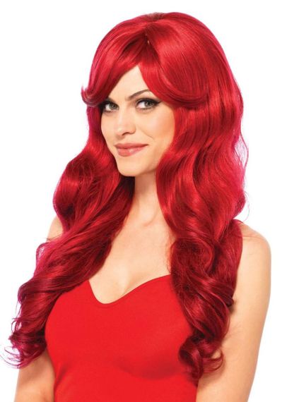 Хвиляста перука з косим чубчиком Leg Avenue Long Wavy Wig 68 см, червона sexstyle