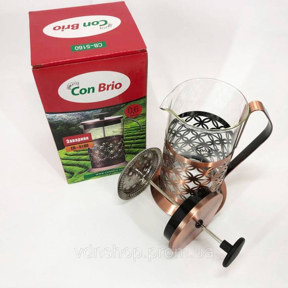 Френч-прес для кави до кавоварки, Стильний скляний заварювальний чайник, Багаторазовий френч-прес WC-61 | Зображення 5