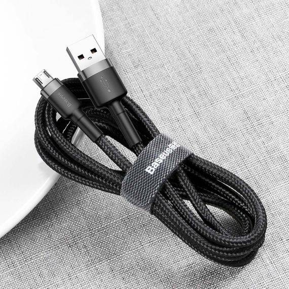 Дата кабель Baseus Cafule MicroUSB Cable 1.5A (2m) (CAMKLF-C) Сірий / Чорний | Зображення 3