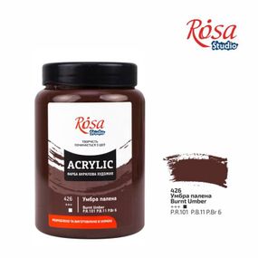 Краска акриловая, Умбра жженая, 400 мл, ROSA Studio