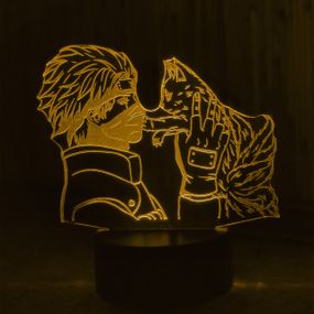 Акриловый светильник-ночник Какаши и Курама желтый tty-n000495