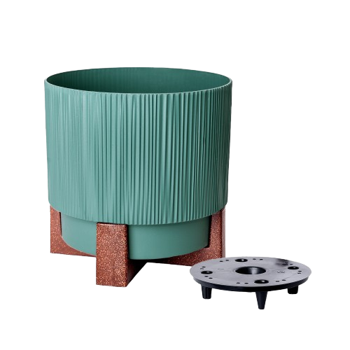 Вазон Осло зі вставкою та декоративною підставкою 30см зелений Алеана