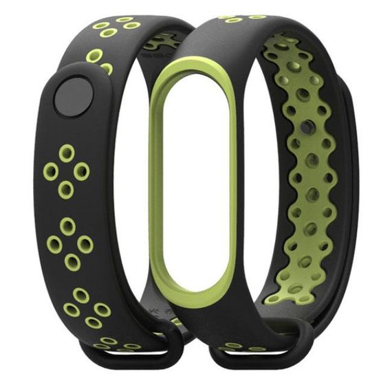 Силіконовий ремінець Primo Perfor Sport для фітнес-браслета Xiaomi Mi Band 3 - Black&Green | Зображення 2