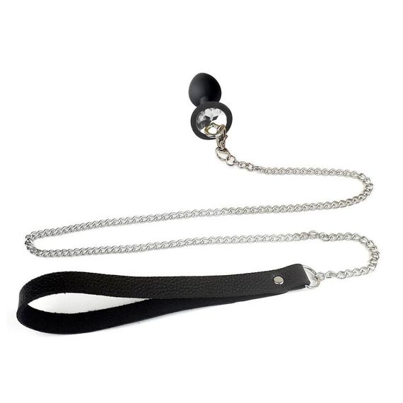 Силіконова анальна пробка Art of Sex Metal Anal Plug with Leash size S з повідцем Black | Зображення 1