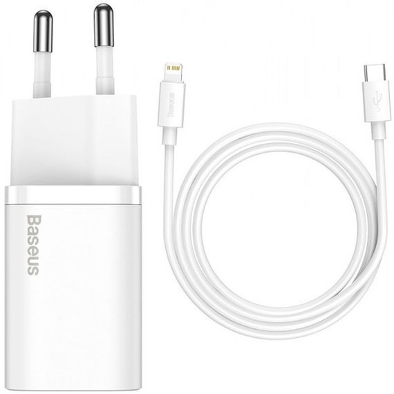 СЗУ Baseus Super Si Quick Charger 20W (1USB-C) + кабель Type-C to Lightning (TZCCSUP-B) Белый