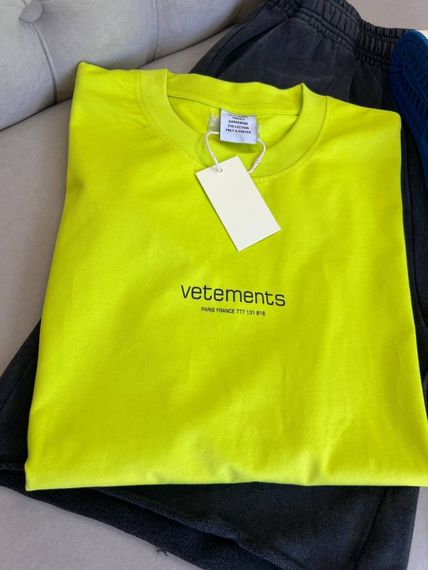 Футболка Vetements Paris France чоловіча бавовна, салатовий колір f727 | Зображення 9