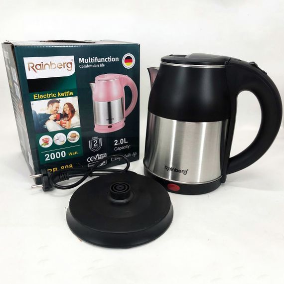 Электрочайник Rainberg RB-808 2 л нержавеющая сталь, хороший электрический чайник. CK-740 Цвет: черный | Зображення 6