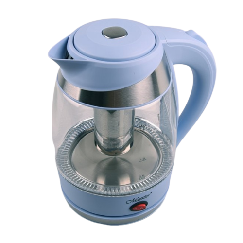 Електрочайник 1,8л 1850-2200W скло з заварником блакитний MR-065-BLUE Maestro | Зображення 1