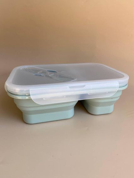 Ланч бокс дитячий силіконовий складний Зелений | Зображення 4