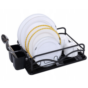 Сушарка для посуду 41,5*13,5*28см з піддоном алюміній чорний 0755 KAMILLE