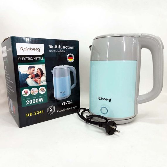 Електрочайник дисковий Rainberg RB-2244 2000 Вт 2л, стильний електричний чайник. VJ-761 Колір: блакитний | Зображення 8
