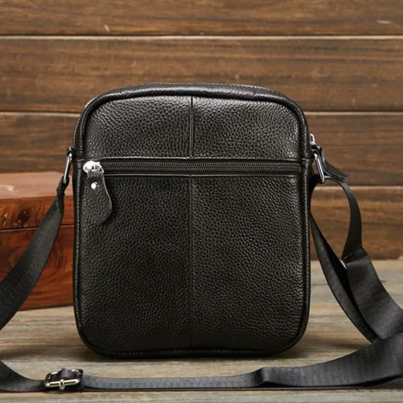 Чоловіча шкіряна сумка через плече чорна Tiding Bag LA3314-1BL | Зображення 6