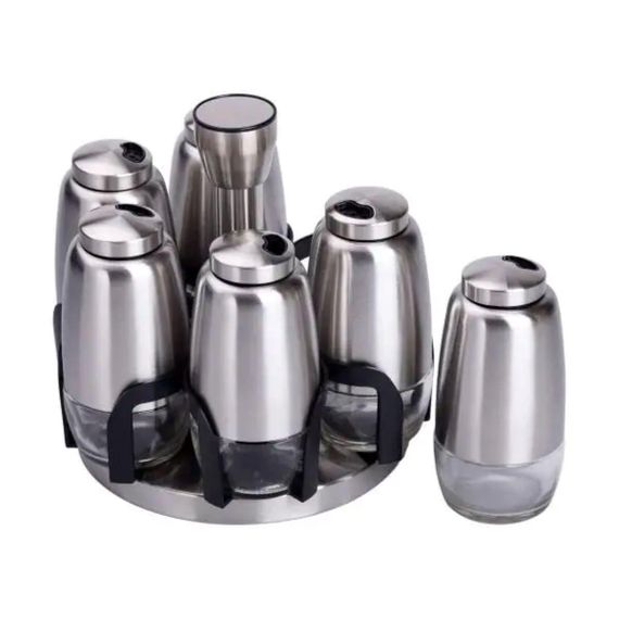 Набор баночек для специй 6 шт 15х15х16 см карусель для хранения специй HP-1300 | Зображення 2