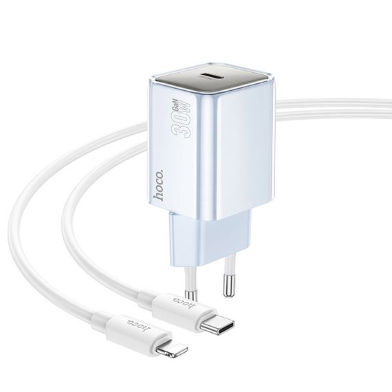 МЗП Hoco N47 Glorious PD30W (1USB-C) + кабель Type-C to Lightning Blue | Зображення 1