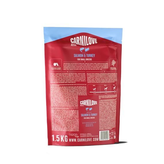 Сухий корм із лососем та індичкою для собак малих порід Carnilove Active Salmon & Turkey Small Breed, 1.5 кг | Зображення 1