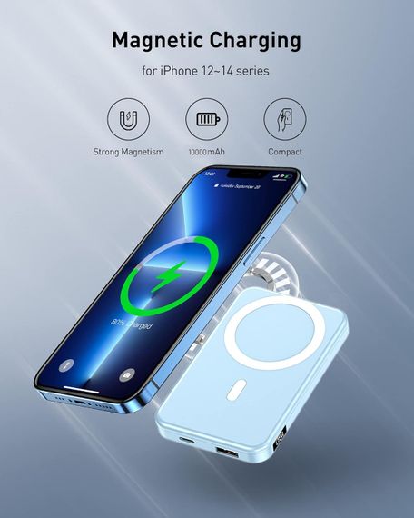 Магнитный павербанк 10000mAh MagSafe / Power Bank lightning / Повербанк магнитный беспроводной 22,5W | Зображення 4