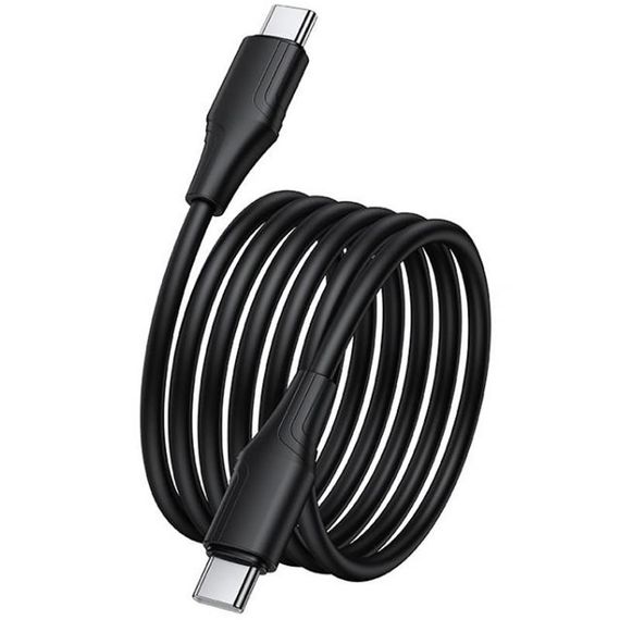 Дата кабель Hoco X124 Bien silicone Type-C to Type-C 60W (1m) Black | Зображення 3