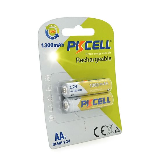 Аккумулятор PKCELL 1.2V AA 1300mAh NiMH Rechargeable Battery, 2 штуки в блистере цена по блистеру, Q