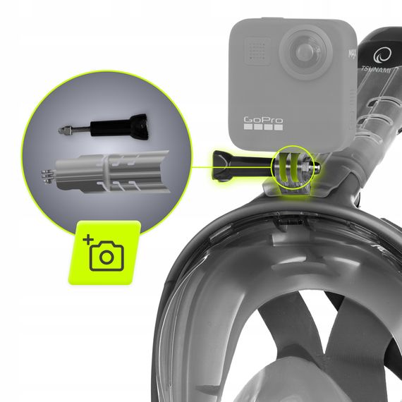 Маска для снорклінгу TSUNAMI повнолицьова, зі складною трубкою Size S/M Grey (P-5907739318183) | Зображення 3