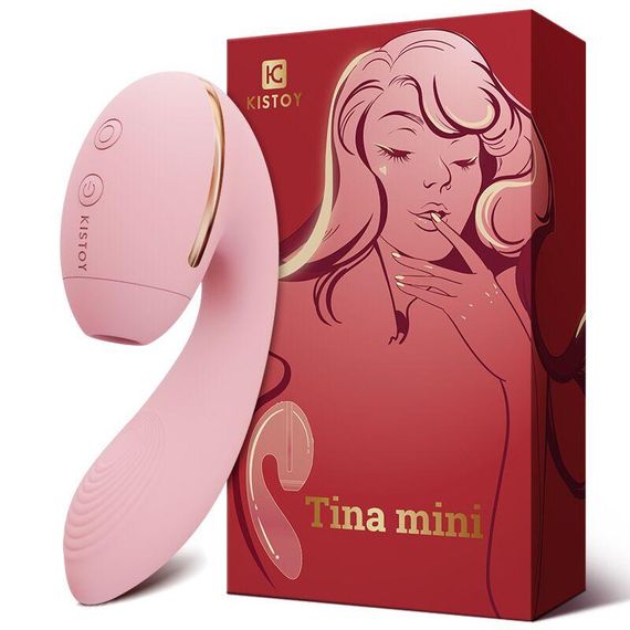 Вакуумний вібратор KISSTOY Tina Mini Pink, вагінально-кліторальний Sex Aura | Зображення 2