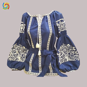 Рубашка Украинская вышиванка 22068 цвет синий размер XL