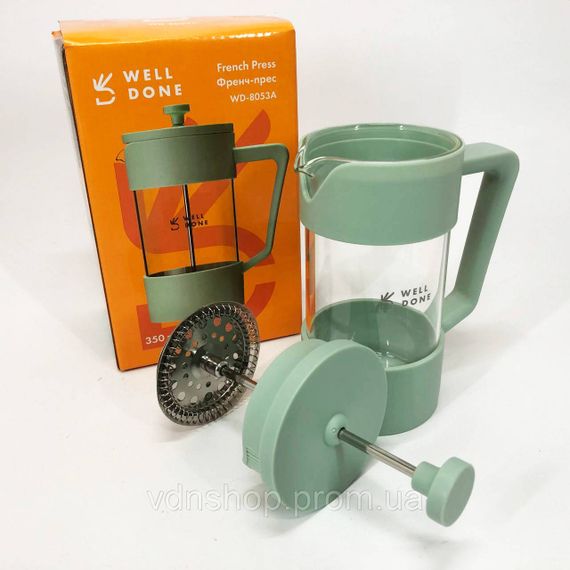 Заварний чайник скляний з ручкою, Френч-прес з поршнем, Скляний чайник для кави та чаю QL-45 | Зображення 3