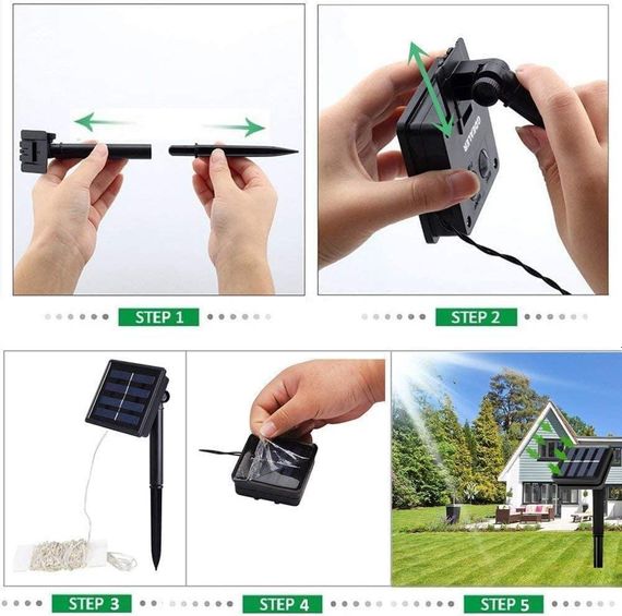 Сонячна гірлянда Wishlink, 2шт по 100 LED, 33 фути, тепле біле світло, IP65, для вулиці, саду, тераси, весілля, балкону | Зображення 4