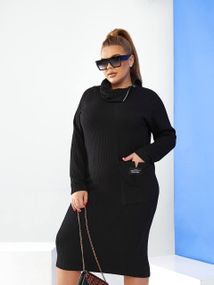 Жіноча приталена сукня трикотаж із змійкою чорного кольору  р.56/58 385926