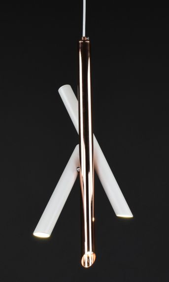 Люстра світлодіодна підвісна LED світильник для квартири на стелю лед 27504 Білий із золотом 55-250х10х10 см. | Зображення 1