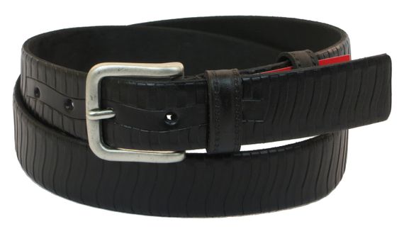 Мужской кожаный ремень под брюки Skipper 1040-35 черный 3,5 см
