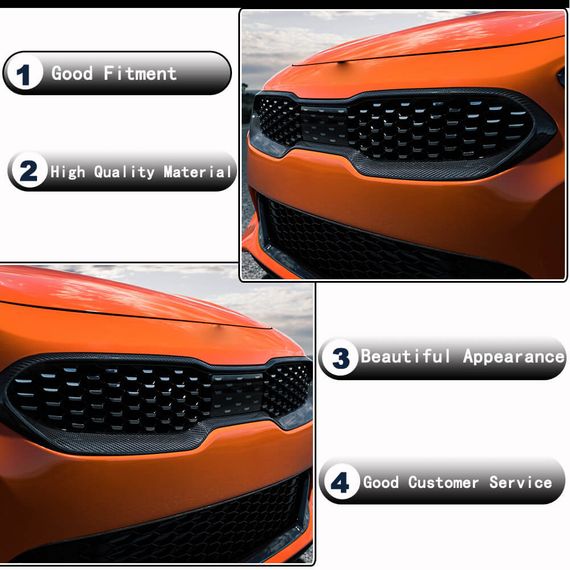 Окантовка Решетки Радиатора (Карбон) для Kia Stinger 2017-2023 гг | Зображення 2