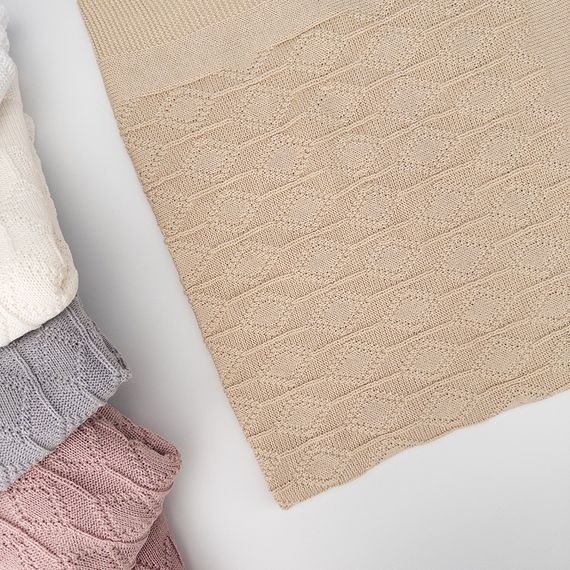 Дитячий плед демісезонний з китицями молочний 80*90 | Зображення 3