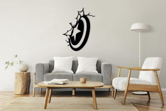 Панно декоративне картина на стіну Щит Капітана Америка LED підсвітка 400х303 acr-p000059 | Зображення 1