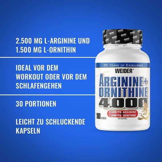 Амінокислоти Weider Arginine+Ortnithine 180 caps | Зображення 2