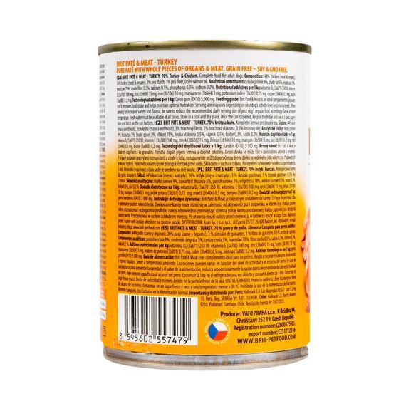 Корм вологий Brit Care Pate and Meat для дорослих собак з індичкою 400 г | Зображення 3