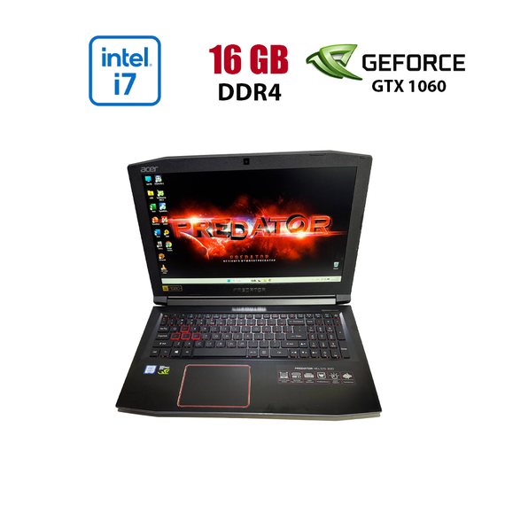 Игровой ноутбук Acer Predator Helios 300 / 15.6" (1920x1080) IPS / Intel Core i7-7700HQ (4 (8) ядра по 2.8 - 3.8 GHz) / 16 GB DDR4 / 256 GB SSD + 1000 GB HDD / nVidia GeForce GTX 1060, 6 GB GDDR5, 192-bit / WebCam б/у