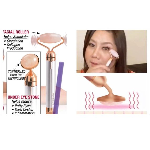 Масажер ролик електричний для особи Facial Roller Massager. Колір бежевий WJ-15 | Зображення 7