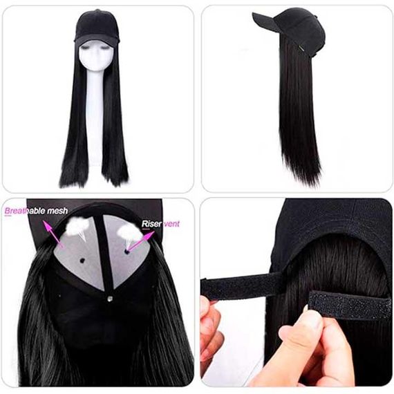 Парик кепка с волосами 50 см Брюнетка | Зображення 4