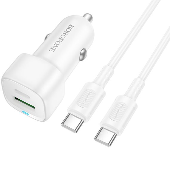 АЗП Borofone BZ34B Cloud PD20W+QC3.0 total 38W (1USB-A/1C) + кабель Type-C to Type-C White | Зображення 2